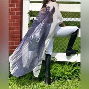 Luxury Old West Two-Piece Set Derby Country Wild Horse Kaftan Duster and Pants